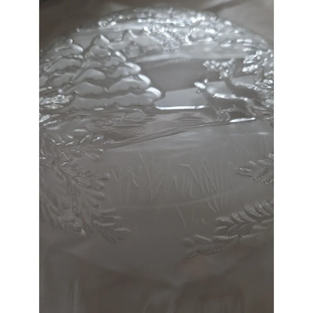 Mikasa Frosted Bowl Winter Woodland Scene Deer Cabin‎ Pine Trees 8